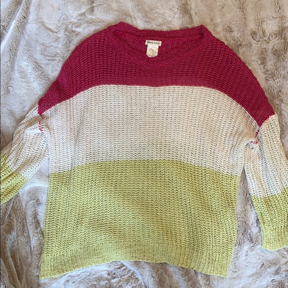 Great summer sweater!!! Pink white and greenish